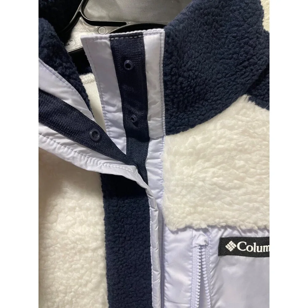 Columbia NWT Women's Long Sleeve Cropped Fleece Pullover, XL, Navy/White - Picture 10 of 16